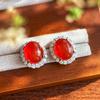 Aretes de Tachuela de Carniola Natural Luminosa, Joyería Simple y Versátil para Regalo, Aretes Rojos de Verano