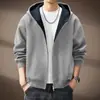 Sudadera con capucha de peso pesado retro japonesa de alta gama para hombre, chaqueta casual simple, cómoda y holgada de otoño para hombre