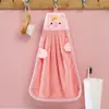 Linda toalla de mano colgante de vellón de coral, absorbente, de secado rápido, sin pelusa, multifuncional para el baño y la cocina del hogar