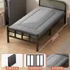 Cama de solteiro dobrável para uso doméstico, cama simples para dormitório de adultos, cama de painel de fibra para quarto de aluguel, cama de ferro portátil, cama de acompanhante, cama extra