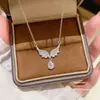 Colar Choker de Asas de Anjo Europeu e Americano de Luxo Leve de Alta Qualidade com Pingente de Gota Rosa e Borla para Mulheres Simples e Moderno
