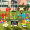 Bienvenida transfronteriza de regreso a clases, apertura de la tarjeta de temporada escolar, letrero decorativo del patio del campus, apertura de la tarjeta de temporada escolar