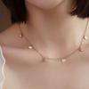 Colar de aço titânio simples estilo coreano feminino com pingente de coração de pêssego e corrente de clavícula de diamante, joia para namorada, estudante e celebridade da internet