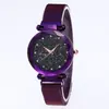 Relógio Igual de Celebridade da Internet Douyin Popular Quartzo Simples Céu Estrelado Feminino Ímã Pulseira de Malha de Aço Inoxidável Moderno