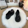 Mocasines de Suela Gruesa para Aumentar la Altura 2025 Otoño Nuevo Estilo Británico Modernos Versátiles Zapatos Boken Zapatos de Dos Usos