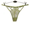 Ropa interior sexy hueca transpirable de cintura baja para mujer europea y americana color sólido encaje divertido una con tanga