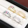 Anillo Doble de Diamantes de Lujo Ligero Más Vendido Ancho Banda Completo de Diamantes Micro-Pavimentado Anillo Abierto Ventas Directas de Fábrica