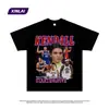 Nueva camiseta de verano retro americana de baloncesto para hombre de manga corta con un divertido estampado de Morant con doble pistola, corte holgado