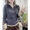 Camiseta Térmica de Forro Polar Doble Cara con Cuello Alto para Mujer 2026 Otoño/Invierno Cálida de Manga Larga Moda Media Cremallera Versátil Elegante Top T