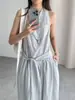 El tamaño ha sido actualizado. Elegante vestido de vacaciones retro estilo francés con cordones en la cintura, sin mangas, vestido casual para mujer