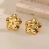 Pendientes de Acero Inoxidable Dorados Transfronterizos Europeos y Americanos Moda Personalidad Flor Brillante Clavo Lujo Tendencia Fabricante Pendientes