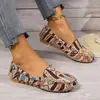 Nuevos zapatos planos sin cordones de tela con bloques de color transfronterizos para mujer, estilo étnico, boca poco profunda, transpirables, zapatos planos sin cordones para el trabajo