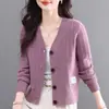 Otoño/Invierno 2026 Nuevo Estilo Coreano para Mujer Cárdigan de Punto Cálido de Color Sólido Prendas Exteriores Suéter Top de Moda