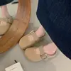 2026 Primavera Verano Nuevo Comercio Exterior Moda Casual Slip-on Suela Gruesa Punta Cerrada Pantuflas Hebilla Cuadrada Zapatos de Tacón Único Aumento de Altura Transfronterizo