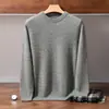 Suéter de cashmere simples e versátil para outono e inverno para homens, pulôver com gola redonda, malha texturizada como camada base, suéter interno quente