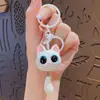Creativo Lindo Dibujo Animado Resina Ojo Grande Cabeza de Gato Muñeca Estéreo Pareja Colgante Cola de Gato Llavero Regalo Pequeño