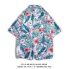 Marca de Moda Retro de Hong Kong Camisas Florales para Hombres y Mujeres, Camisas Florales de Manga Tres Cuartos para Parejas, Delgadas de Verano de Secado Rápido para Vacaciones en la Playa