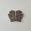 Guantes de Invierno Qiunan Kidsren Moda Coreana Rayados de Cinco Dedos para Niños y Niñas Guantes Cálidos de Punto