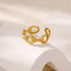 Anillo abierto de acero inoxidable estilo ins transfronterizo Europa y Estados Unidos para mujer, anillo geométrico irregular exagerado retro de oro de 18 quilates