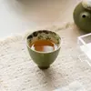 Taza de Té de Cerámica Estilo Antiguo, Mandarina Verde Pequeña Dinastías Tang y Song, Bambú Dorado Pintado a Mano, Juego de Té Kung Fu, Artículos para el Hogar, Taza para Cata de Té, Taza Individual para Beber Té