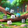 Pequeño adorno de terrario de musgo de búho de 4 colores, figura de resina para ensamblaje DIY