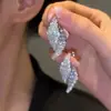 Aretes de Aguja Plateada con Borlas de Gota de Agua Incrustadas de Diamantes, Estilo Palacio, Nicho, Aretes Versátiles, Lujo Ligero, Venta al por Mayor de Aretes de Gama Alta
