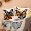 Funda de almohada de lino con diseño de mariposa, funda de almohada con estampado de girasol amarillo, funda de almohada decorativa para sofá del hogar transfronteriza