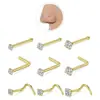 Tachuelas de Zirconia de Acero Inoxidable Europeas y Americanas para la Nariz, Aros para la Nariz, Joyería para Piercings Corporales de Acero de Titanio Sin Costuras, Juego de Joyería para la Nariz de Combinación de 12 Piezas