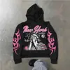 Moletom com Capuz de Marca de Moda de Rua Nova Transfronteiriça Estampa da Chama da Estátua da Liberdade de Nova York Moletom Casual