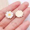Flor de Crisantemo Blanco Goteo de Aceite Flor de Girasol Colgante de Aleación Accesorios para Joyería DIY Collar Pendientes Llavero Colgante Pequeño