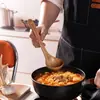 Juego de Cuchara y Espátula para Cocinar de Madera Maciza de Mango Largo Más Vendido Transfronterizo, Espátula Grande de Madera de Acacia Antiadherente para Sartén, Cuchara para Sopa, Cuchara para Arroz de Madera Maciza