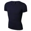 Camiseta Deportiva Ajustada de Alta Elasticidad para Hombre Camiseta Lisa de Cuello V para Hombre T39