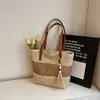 Bolso de Paja Rayado de Color Contrastante Estilo Nuevo Nicho Coreano Bolso de Hombro Bolso de Axila Versátil Casual Gran Capacidad Bolso Tejido