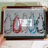 Cordón de Teléfono de Cadena Doble con Cristales y Cuentas Doradas con Efecto Cielo Estrellado Degradado, Cadena para Muñeca Antiperdida, Llavero y Accesorio para Bolso