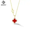 Collar de Trébol de Cuatro Hojas Rojo de Doble Cara de la Suerte para Mujer, Diseño de Nicho de Lujo Ligero, Cadena Versátil Elegante de Clavícula de Moda de Alta Gama