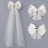 Véu com Laço de Fita Doce Estilo Francês para Noivas, Acessório de Cabeça Versátil para Festas de Aniversário, Acessórios de Cabelo que Complementam e Melhoram a Atmosfera