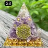 Pirâmide de bola de cristal natural de 8cm Ornamento de mesa de escritório europeu e americano Artesanato de pirâmide de resina para yoga e meditação