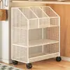 Estantería móvil, estante de almacenamiento de pie, organizador de libros simple para uso doméstico, estante de almacenamiento tipo carrito pequeño multicapa para al lado del escritorio