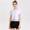 Camiseta de yoga transfronteriza para mujer, ropa deportiva holgada de secado rápido para correr, camiseta de manga corta, ropa de entrenamiento de malla para fitness, Europa y América