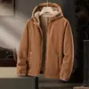 Chaqueta de lana gruesa y cálida para hombre, nueva, de otoño e invierno, informal, con capucha y forro polar de cordero
