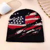 Chapéu de Tricô Jacquard com Bandeira Americana Outono Inverno Lã Quente Gorro para Homens Mulheres Versátil para Exterior Chapéu Pulôver Estilo Novo Transfronteiriço