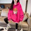 Moletom Feminino Oversized com Capuz e Forro de Lã, Estilo Hong Kong, Estampado Divertido de Letras, Outono e Inverno, Explosão de Moda