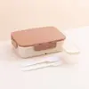 Caixa de Almoço Plástica Tipo Concha Compartimentada Caixa de Almoço Estudante Caixa de Almoço para Trabalhador de Escritório Caixinha Bento para Micro-ondas com Talheres Atacado