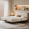 Cama matrimonial minimalista italiana, marco de cama ultradelgado, cama tapizada, marco de acero empotrado, cama flotante, ahorradora de espacio para dormitorios pequeños, cama individual
