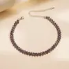 Colar Rombo com Diamantes Estilo Europeu e Americano, Toque Levemente Luxuoso e de Alta Qualidade, Corrente para Clavícula Feminina, Personalidade Retrô, Design Moderno, Acessório de Nicho