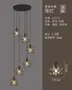 Lustre de escada, loft duplex simples, sala de estar e jantar, villa, estilo nórdico criativo, lustre longo de ferro para escada em caracol