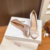 Zapatos Mary Jane Estilo Francés para Usar Afuera, Boca Exquisitamente Baja, Punta Redonda, Moño, Tacones de Aguja y Faldas, 2025