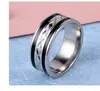 Nuevo anillo de pareja de acero inoxidable en forma de x flor de goma negra anillo de acero en ambos lados anillo simple para hombre todo fósforo