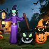 Decorações Infláveis de Halloween de 1,8m Bruxa Caldeirão Mágico Gato Preto Abóbora Modelo Inflável Luzes LED Pátio Externo Gramado