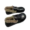 Mocasines Impermeables Antideslizantes para Mujer 2026 Invierno Felpa Plus Cálidos Suaves de Cuero Suela Blanda Zapatos de Algodón para Exteriores Planos Zapatos Tipo Frijol Zapatos Pequeños de Cuero